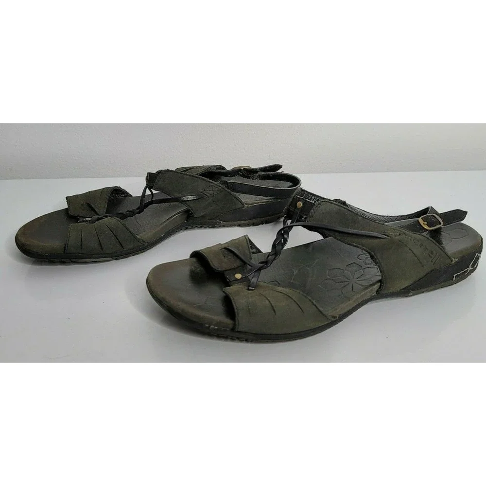 MERRELL Womens Size 7 Braided Black Slip‎ On Strappy Sandals Shoes